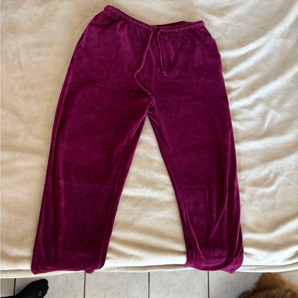 Marsh Landing Velour Joggers in Plum Berry